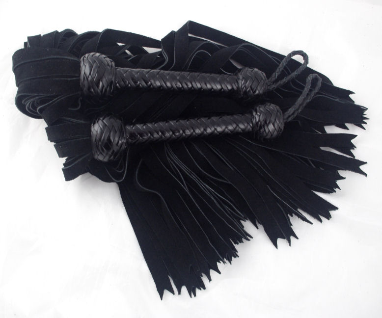 Matched Black Suede Flogger set - Click Image to Close