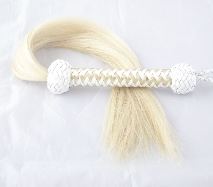 Blonde HorseHair Flogger With Narrow Handle - Click Image to Close