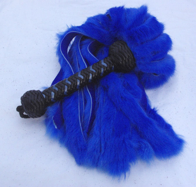 Blue Rabbit Fur Flogger