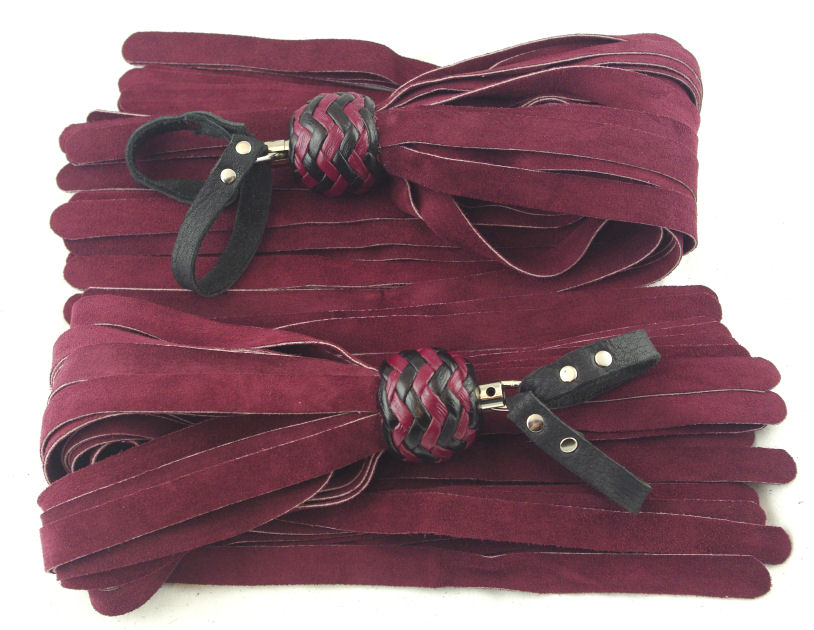 Burgundy Suede Finger Floggers - Click Image to Close