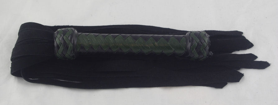 Black Suede w/ Green Handle Flogger - Click Image to Close