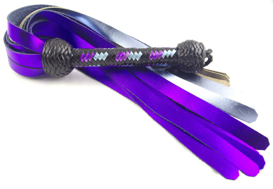 Purple and Ice Blue Metallic Chap Flogger - Click Image to Close