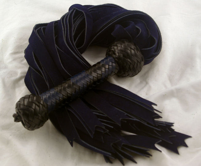 Navy Blue Suede Mop Flogger - Click Image to Close