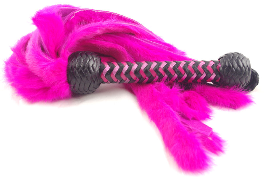 Hot Pink Rabbit Fur Flogger - Click Image to Close