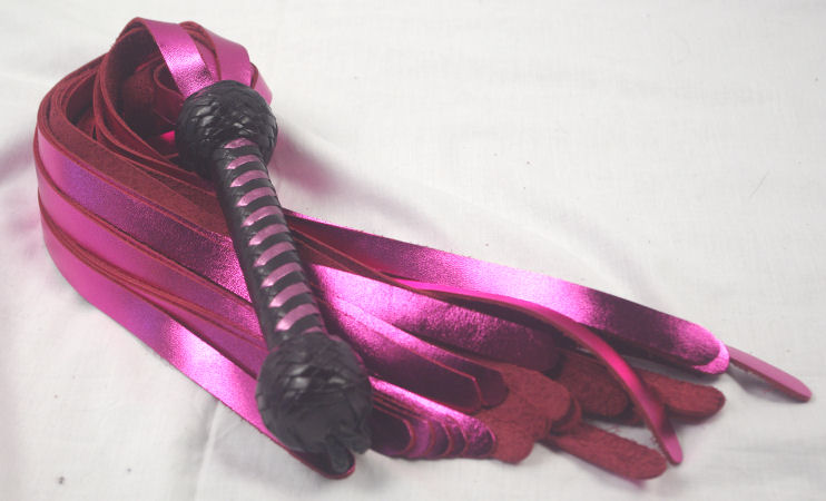 Pink Metallic Chap Flogger - Click Image to Close
