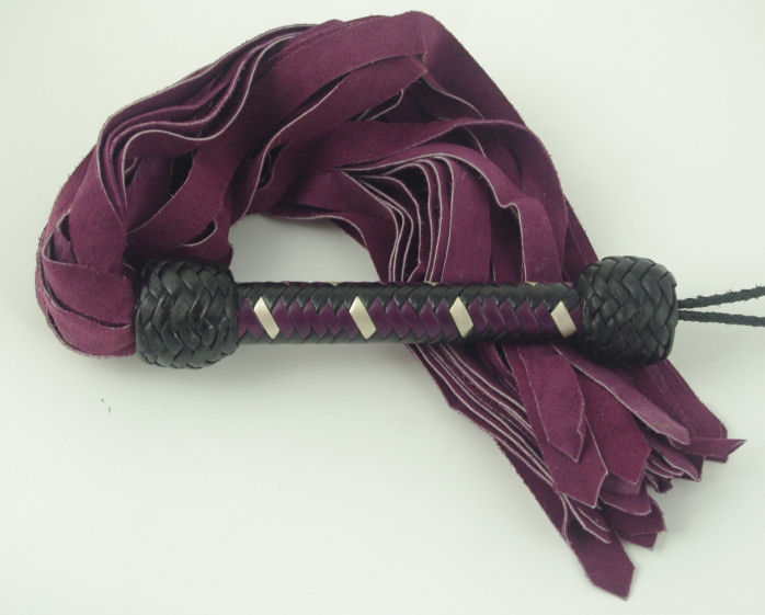 Purple Suede with Metallic Herringbone Handle - Click Image to Close
