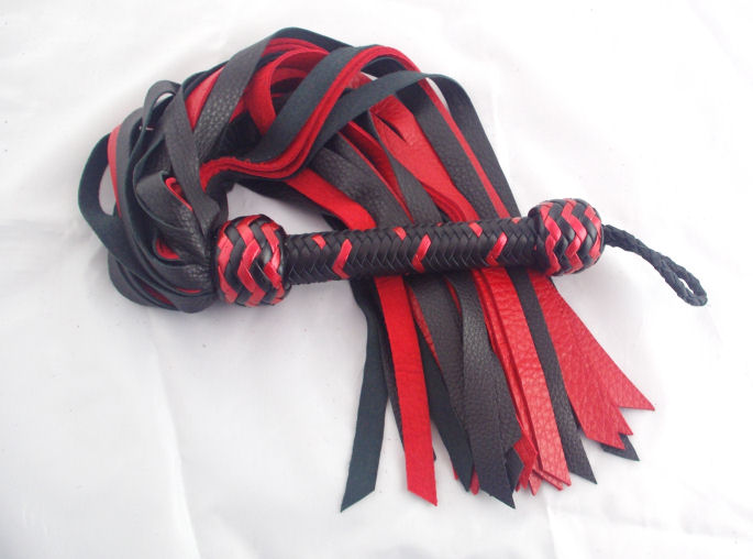 Red and Black Deer Hide Flogger - Click Image to Close