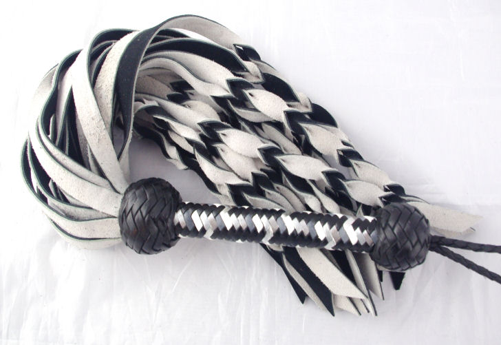 Twisted Black and Grey Suede Flogger