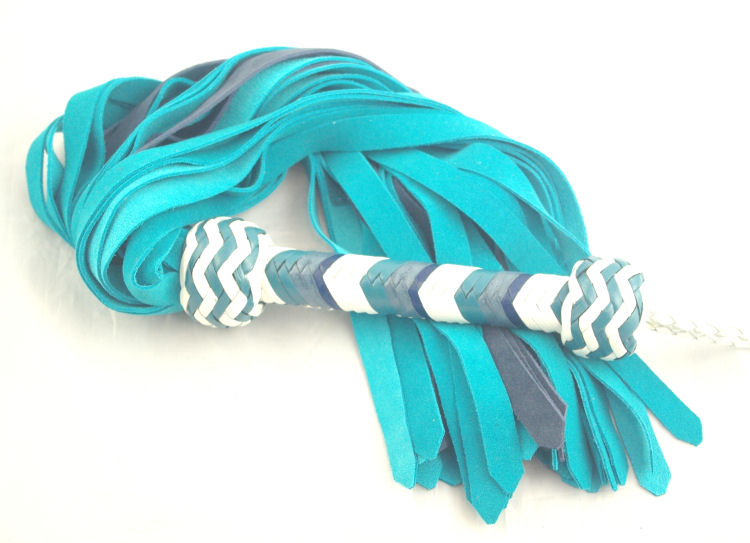 Teal Suede Flat Falls Flogger - Click Image to Close
