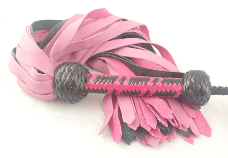 Pink and Black Garment Flogger - Click Image to Close