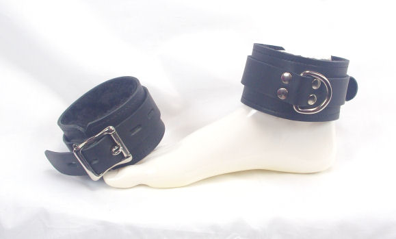 Black Lined Locking Buckle Ankle Restraints - Click Image to Close