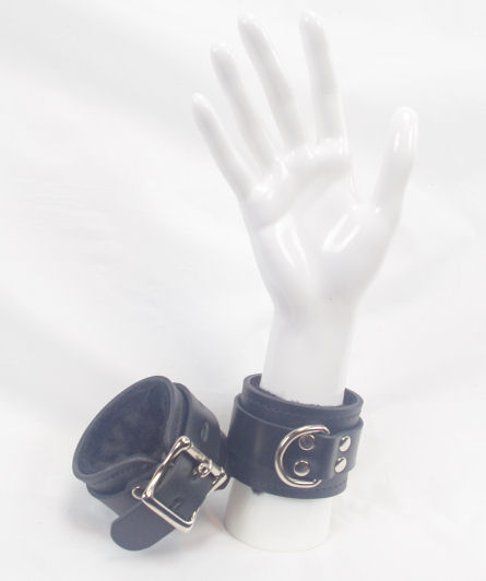 Black Lined Locking Buckle Wrist Restraints - Click Image to Close